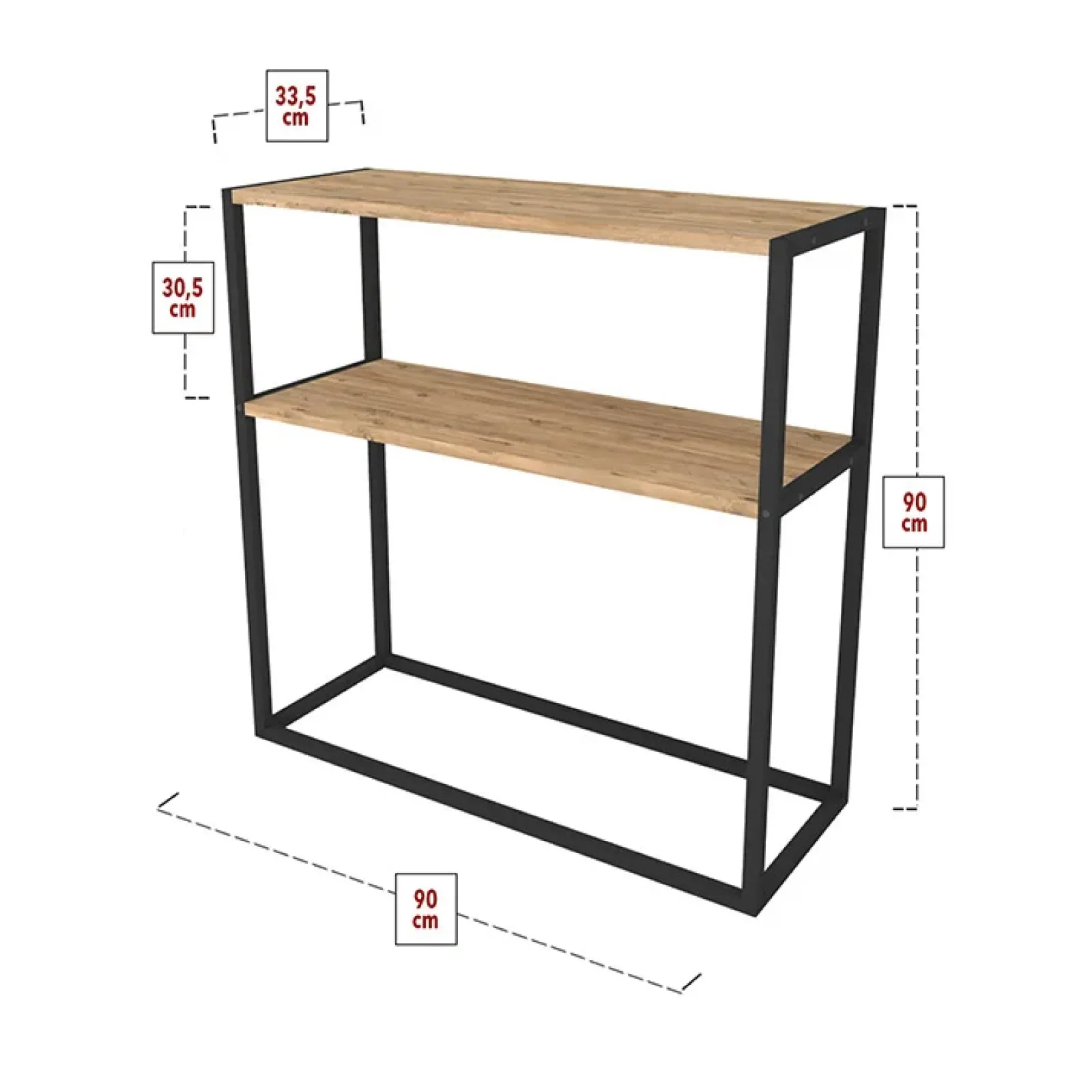 Garnero Arredamenti Consolle Fissa|Consolle Fissa-Consolle ingresso 2 ripiani industrial 90x90cm metallo rovere Basilan