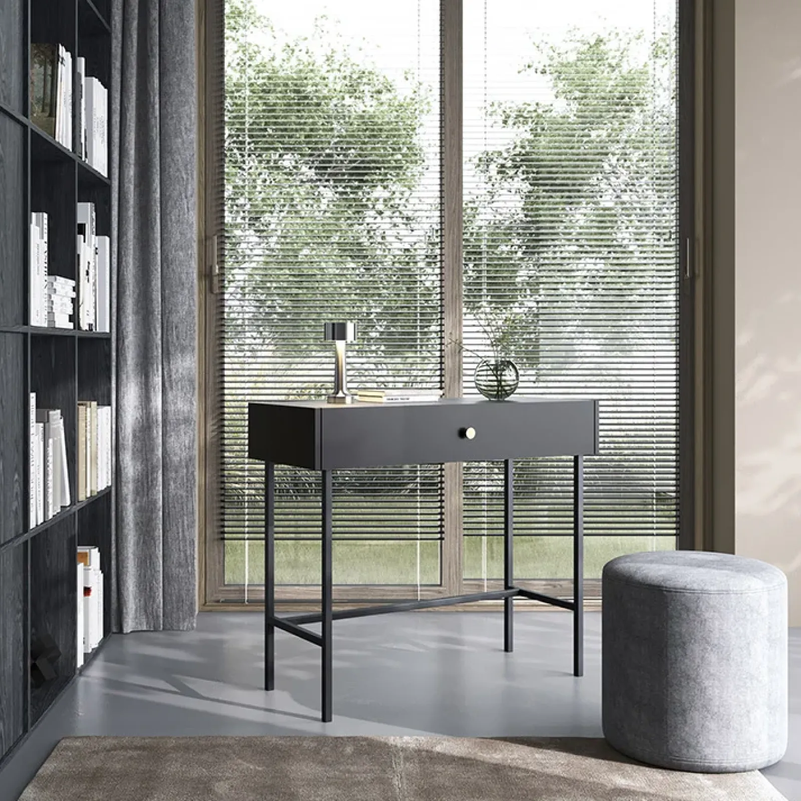 Garnero Arredamenti Consolle Fissa|Consolle Fissa-Consolle ingresso 93x79cm 1 cassetto nero Eterna Nero Opaco