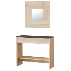 Garnero Arredamenti Consolle Fissa|Consolle Fissa-Consolle ingresso 32x79cm con specchio rovere ossido Nelson