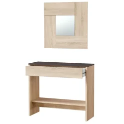 Garnero Arredamenti Consolle Fissa|Consolle Fissa-Consolle ingresso 32x79cm con specchio rovere ossido Nelson