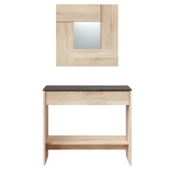 Garnero Arredamenti Consolle Fissa|Consolle Fissa-Consolle ingresso 32x79cm con specchio rovere ossido Nelson