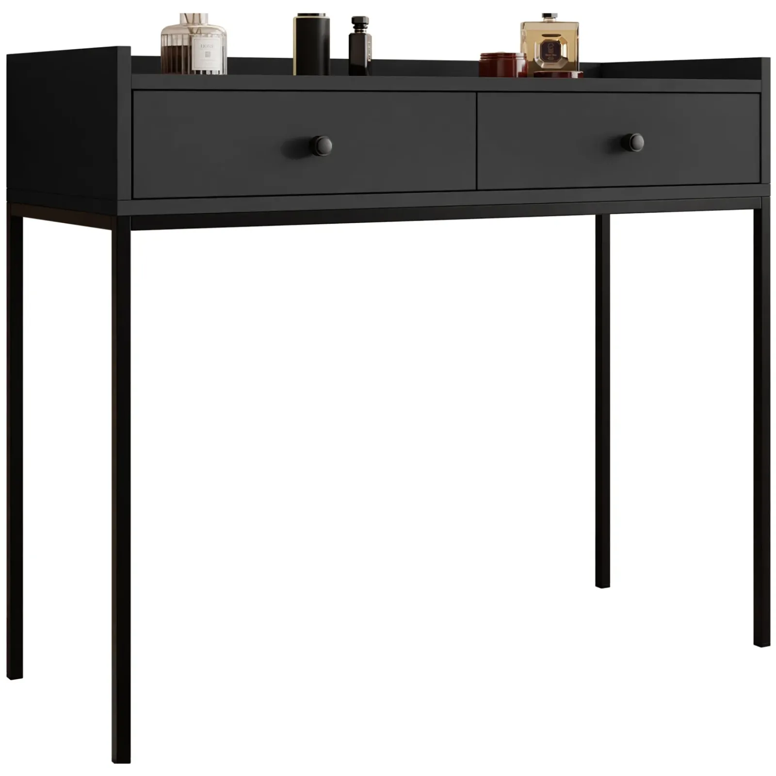 Garnero Arredamenti Consolle Fissa|Consolle Fissa-Consolle ingresso 100x86cm design moderno 2 cassetti nero Pollon Nero Opaco