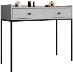 Garnero Arredamenti Consolle Fissa|Consolle Fissa-Consolle ingresso 100x86cm design moderno 2 cassetti Pollon Grigio