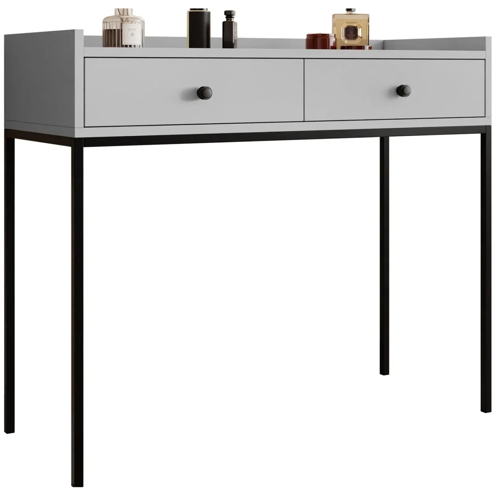 Garnero Arredamenti Consolle Fissa|Consolle Fissa-Consolle ingresso 100x86cm design moderno 2 cassetti Pollon Grigio