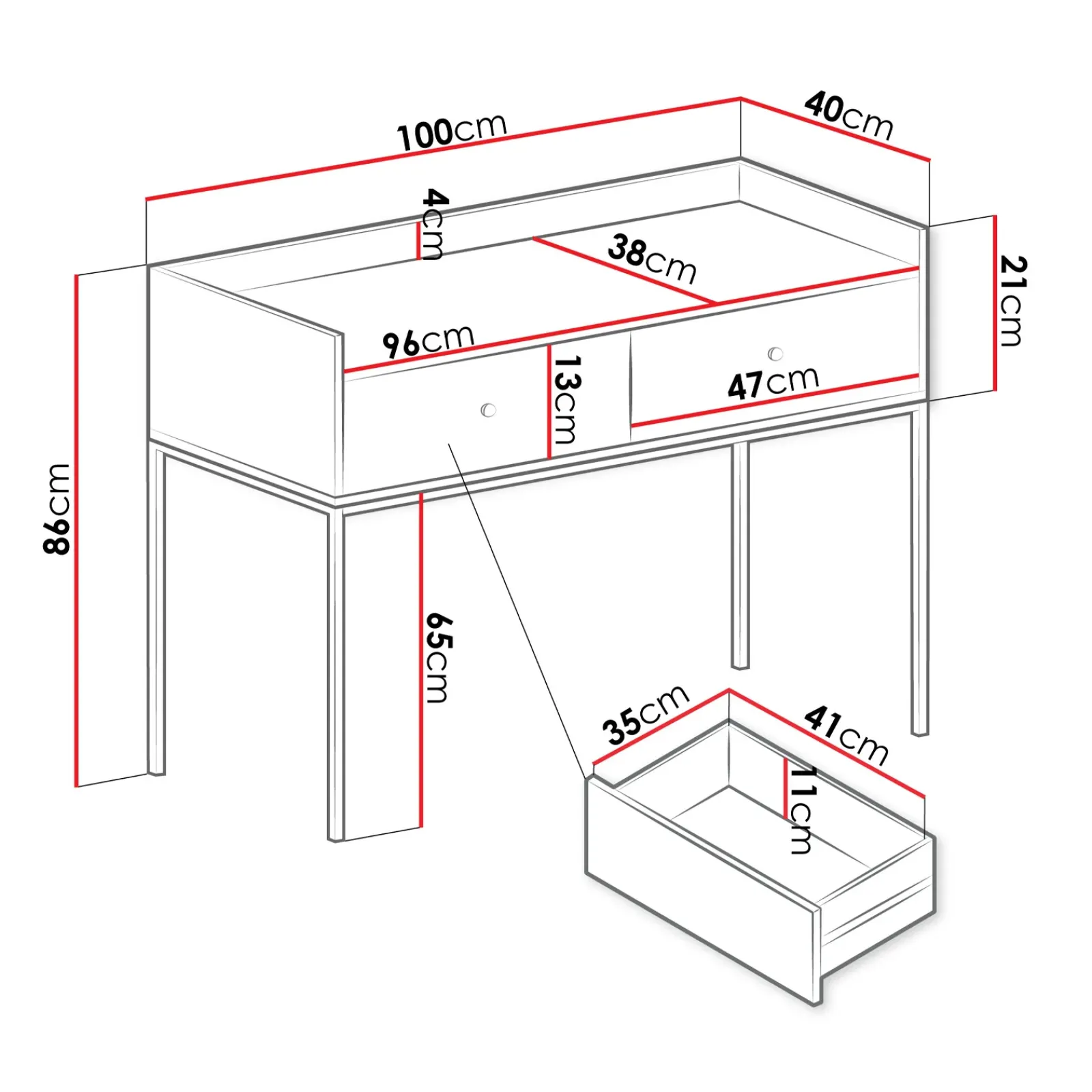 Garnero Arredamenti Consolle Fissa|Consolle Fissa-Consolle ingresso 100x86cm design moderno 2 cassetti Pollon Grigio