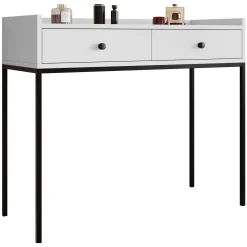 Garnero Arredamenti Consolle Fissa|Consolle Fissa-Consolle ingresso 100x86cm design moderno 2 cassetti bianco Pollon Bianco Opaco