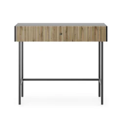 Garnero Arredamenti Consolle Fissa|Consolle Fissa-Consolle ingresso 93x79cm nero rovere cannettato Eterna Rovere Rustico - Nero opaco