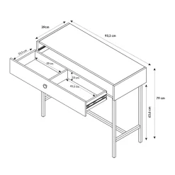 Garnero Arredamenti Consolle Fissa|Consolle Fissa-Consolle ingresso 93x79cm nero rovere cannettato Eterna Rovere Rustico - Nero opaco