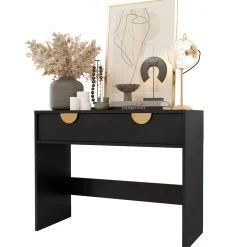 Garnero Arredamenti Consolle Fissa|Consolle Fissa-Consolle ingresso 100x78h cm con cassetto nero Oriana