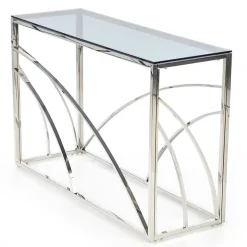 Garnero Arredamenti Consolle Fissa|Consolle Fissa-Consolle 120x78cm moderna in vetro fumè argento Hersol