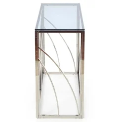 Garnero Arredamenti Consolle Fissa|Consolle Fissa-Consolle 120x78cm moderna in vetro fumè argento Hersol