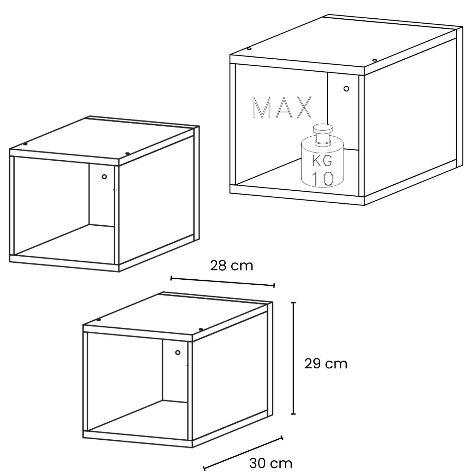 Garnero Arredamenti Mensole E Pensili-Coppia 2 mensole cubotti 28x29h cm da parete Sunset Bianco Lucido