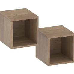 Garnero Arredamenti Mensole E Pensili|Mensole E Pensili-Coppia 2 mensole cubotti 28x29h cm da parete rovere scuro Sunset Noce