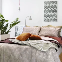 Garnero Arredamenti Copripiumini|Copripiumini-Copripiumino + 2 federe letto matrimoniale in cotone 250x200cm marrone terracotta Nabib