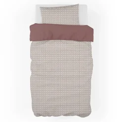 Garnero Arredamenti Copripiumini|Copripiumini-Copripiumino + federa letto singolo in cotone 155x200cm marrone terracotta Nabib