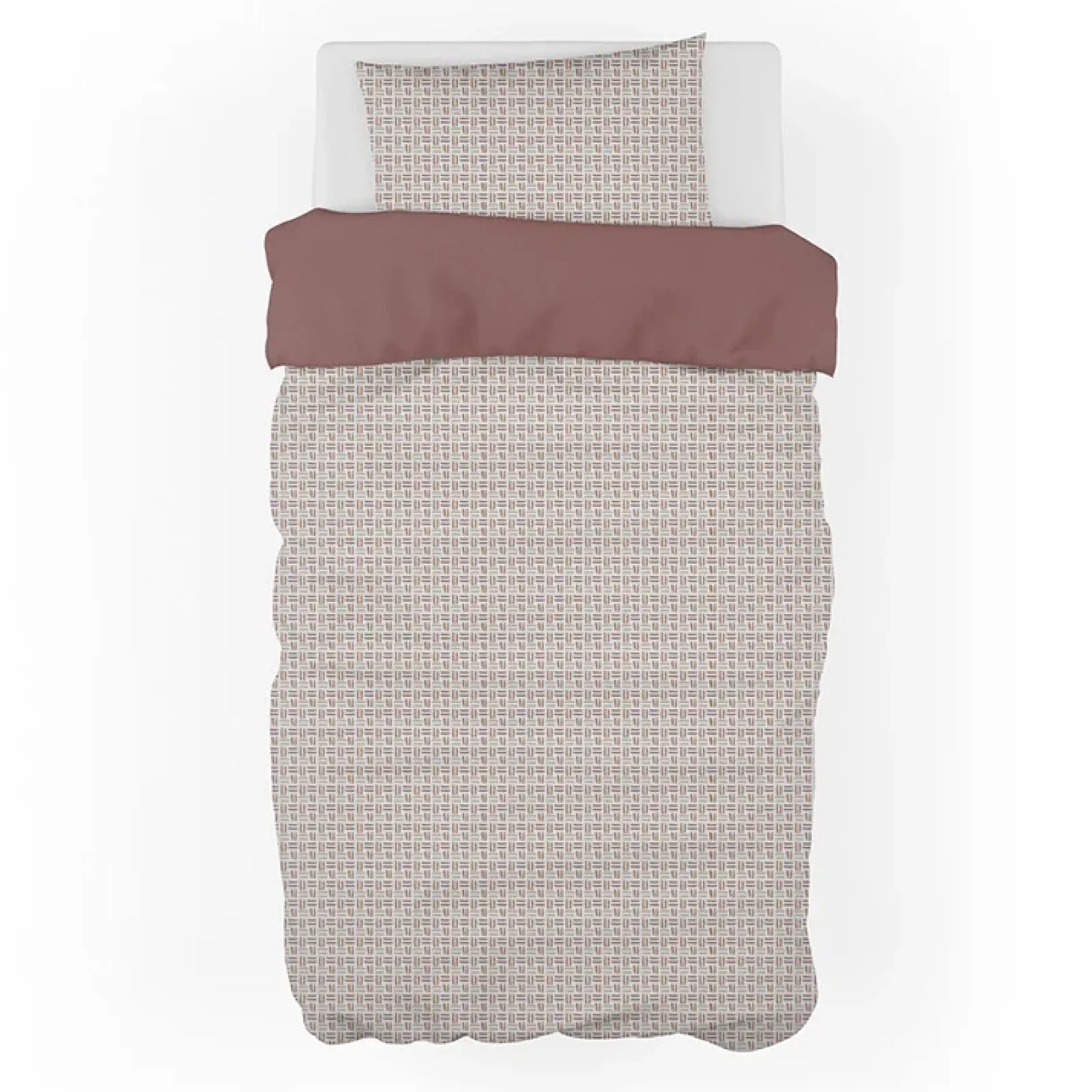 Garnero Arredamenti Copripiumini|Copripiumini-Copripiumino + federa letto singolo in cotone 155x200cm marrone terracotta Nabib