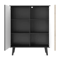 Garnero Arredamenti Credenza Alta-Credenza alta cannettata 104x125h cm con 2 ante in stile moderno rovere nero Gotham