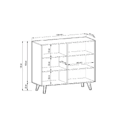 Garnero Arredamenti Credenza Alta-Credenza alta cannettata 104x125h cm con 2 ante in stile moderno rovere nero Gotham