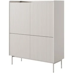 Garnero Arredamenti Credenze Moderne-Credenza alta 103x126cm 4 ante beige cannettato rovere Fioca