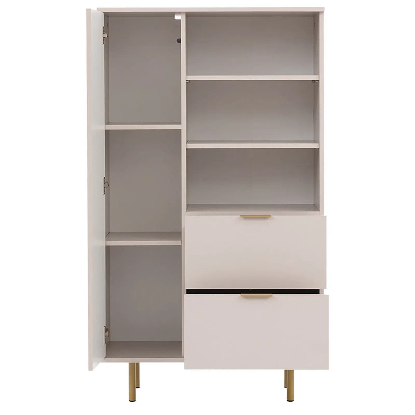 Garnero Arredamenti Credenza Alta-Credenza alta 80x140h cm 1 anta 2 cassetti cannettato moderna beige Vanessa
