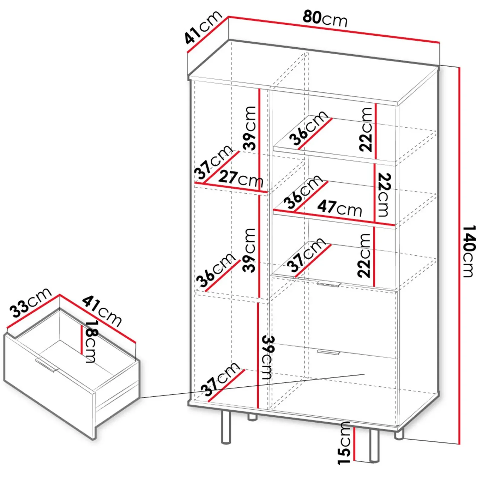 Garnero Arredamenti Credenza Alta-Credenza alta 80x140h cm 1 anta 2 cassetti cannettato moderna beige Vanessa