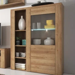 Garnero Arredamenti Credenza Alta|Credenze Moderne-Credenza alta 100x145h cm 1 anta moderna Paloma 2 Rovere