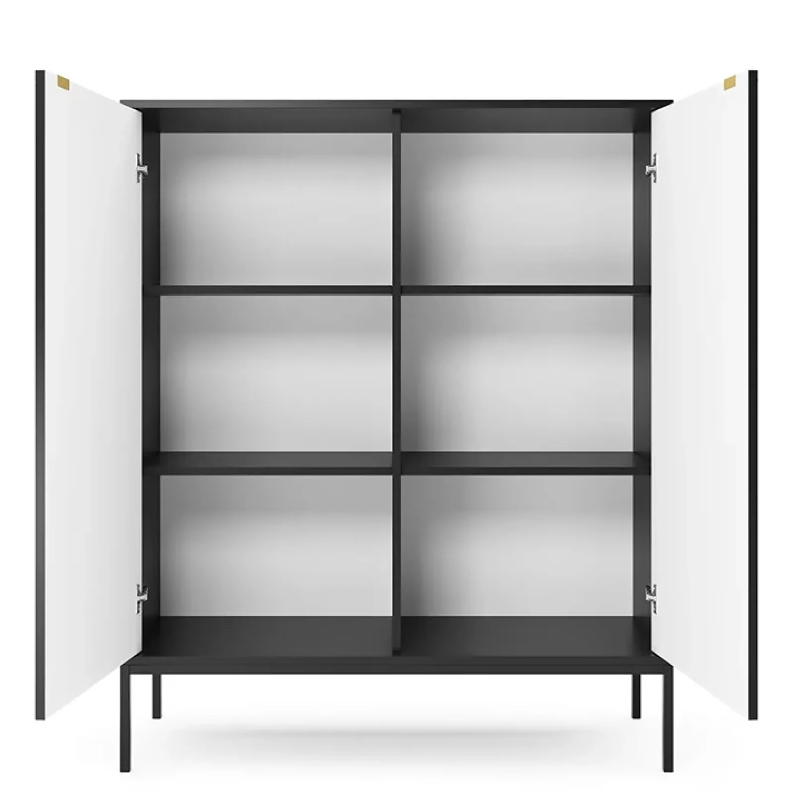 Garnero Arredamenti Credenze Moderne|Madie Moderne-Credenza alta 104x125h cm 2 ante moderna soggiorno nero Alisa Nero Opaco