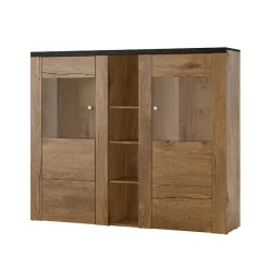 Garnero Arredamenti Credenza Alta-Credenza alta 155x130h cm 2 ante quercia rovere grigio Paloma 2 Rovere - Antracite