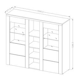 Garnero Arredamenti Credenza Alta-Credenza alta 155x130h cm 2 ante quercia rovere grigio Paloma 2 Rovere - Antracite