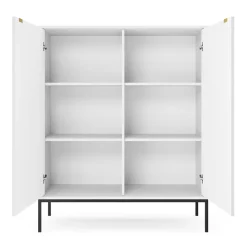 Garnero Arredamenti Credenza Alta|Credenze Moderne-Credenza alta 104x125h cm 2 ante soggiorno bianco Alisa Bianco Opaco