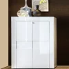 Garnero Arredamenti Credenza Alta|Credenze Moderne-Credenza alta 92x125h cm 2 ante moderna bianco laccato lucido Easy