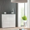 Garnero Arredamenti Credenza Alta|Credenze Moderne-Credenza alta 100x100h cm 4 ante bianco lucido Momo