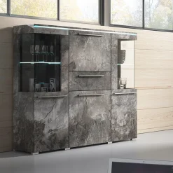 Garnero Arredamenti Credenza Alta-Credenza alta 130x128h cm 4 ante 1 cassetto Frisk Ossido