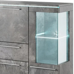 Garnero Arredamenti Credenza Alta-Credenza alta 130x128h cm 4 ante 1 cassetto Frisk Ossido