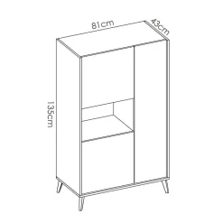 Garnero Arredamenti Credenze Moderne|Credenza Alta-Credenza alta 81x135h cm 3 ante moderna rovere grafite Elmer Rovere - Grafite