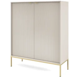 Garnero Arredamenti Credenze Moderne|Madie Moderne-Credenza alta 104x125h cm 2 ante soggiorno Alisa Beige