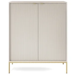 Garnero Arredamenti Credenze Moderne|Madie Moderne-Credenza alta 104x125h cm 2 ante soggiorno Alisa Beige