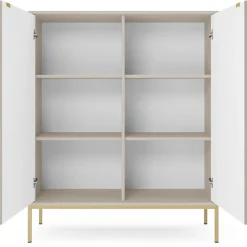 Garnero Arredamenti Credenze Moderne|Madie Moderne-Credenza alta 104x125h cm 2 ante soggiorno Alisa Beige