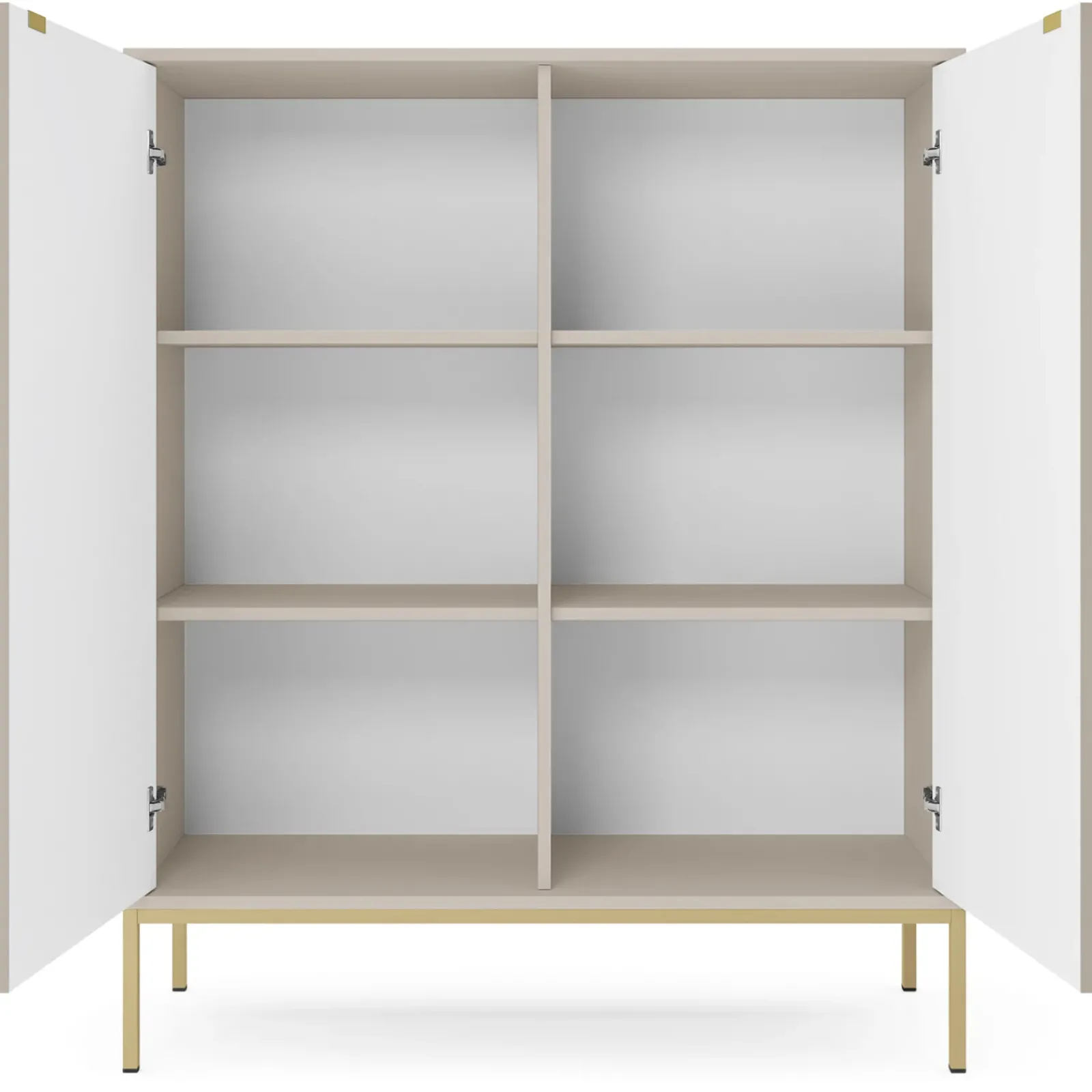 Garnero Arredamenti Credenze Moderne|Madie Moderne-Credenza alta 104x125h cm 2 ante soggiorno Alisa Beige