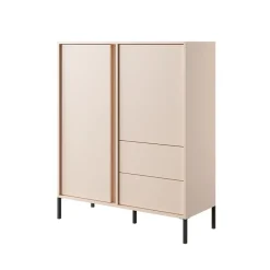 Garnero Arredamenti Credenza Alta-Credenza alta 103x123h cm 2 ante 2 cassetti beige Melly