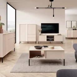 Garnero Arredamenti Credenza Alta-Credenza alta 103x123h cm 2 ante 2 cassetti beige Melly