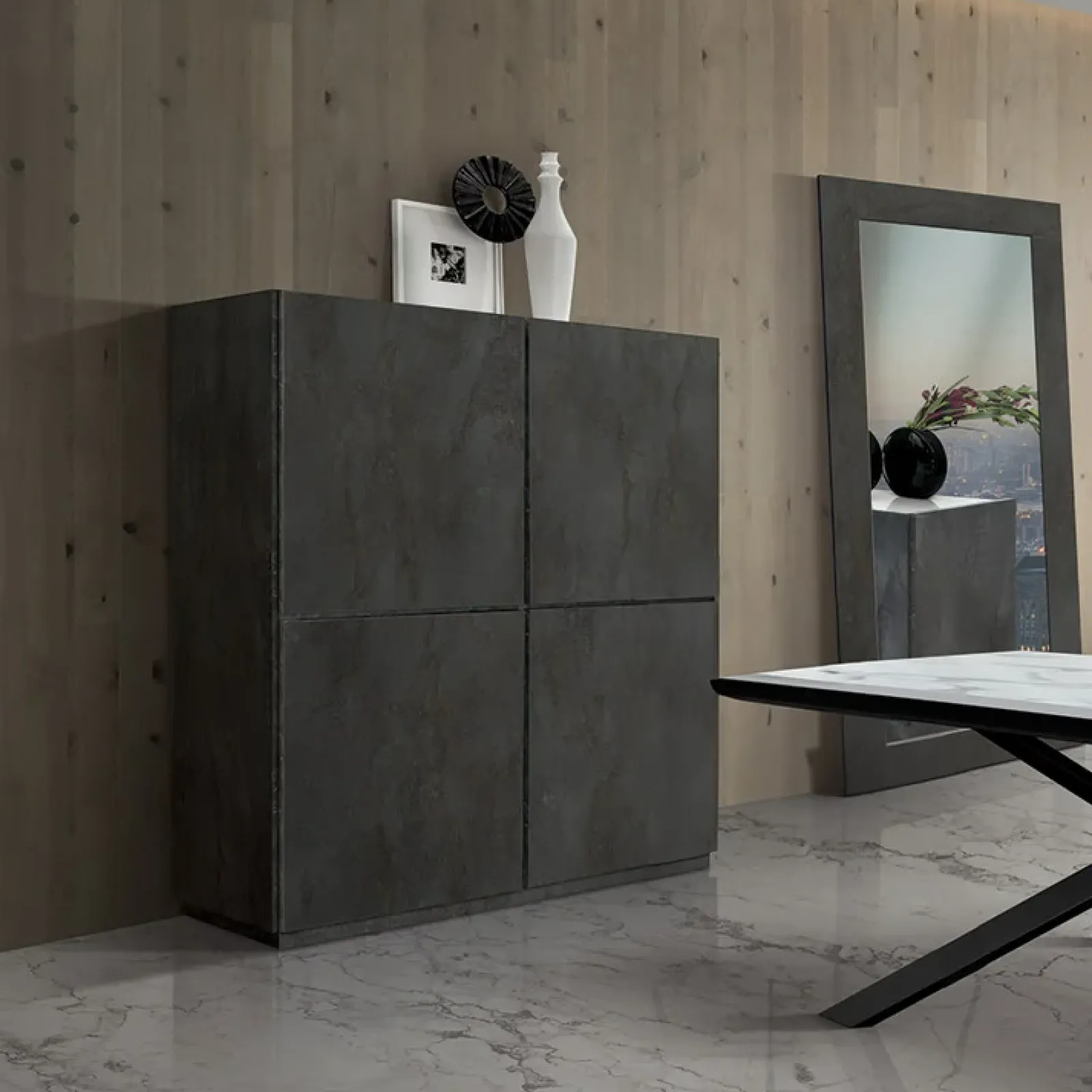 Garnero Arredamenti Credenza Alta-Credenza alta 136x140h cm 4 ante ossido Blitz