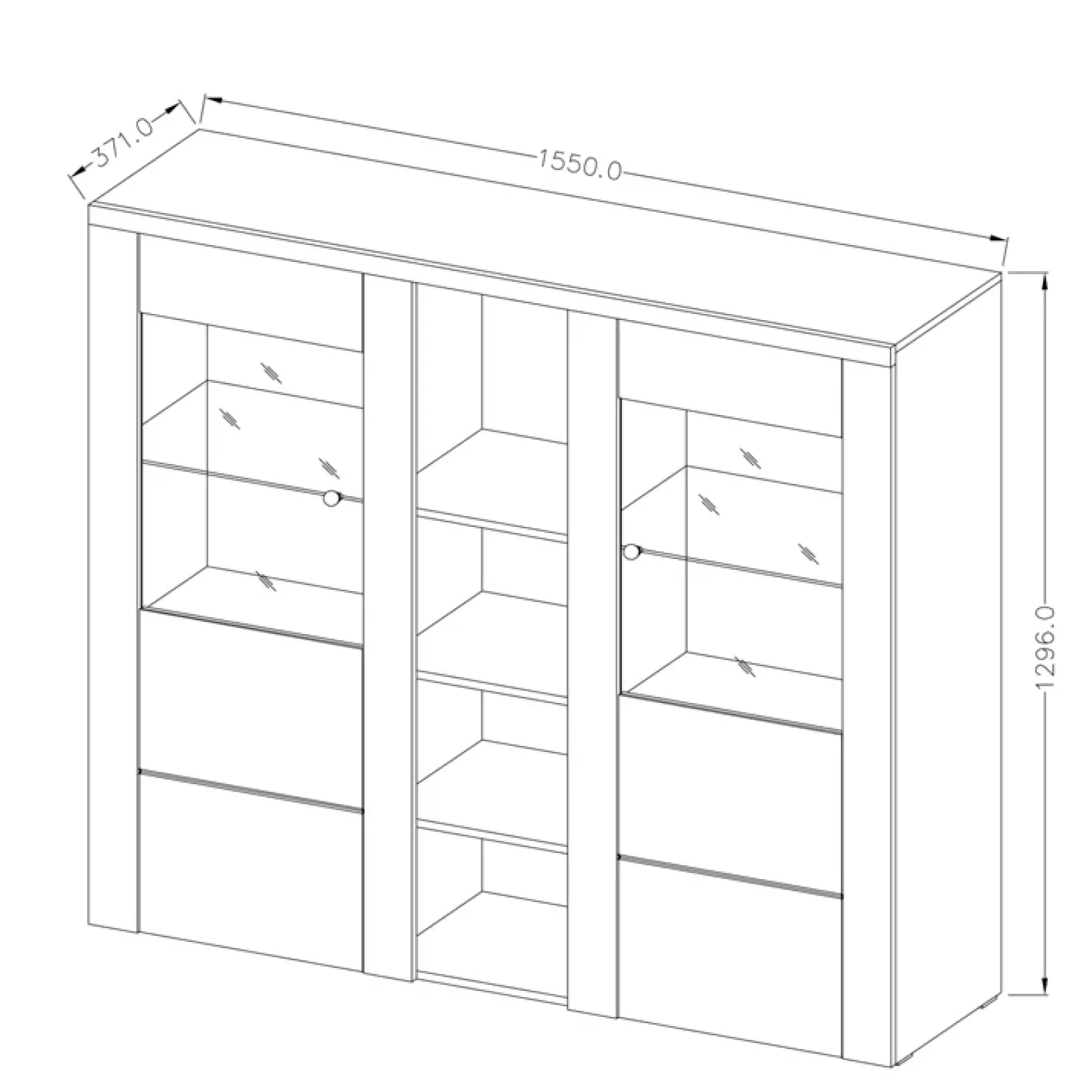 Garnero Arredamenti Credenza Alta-Credenza alta 155x130h cm 2 ante noce rovere grigio Paloma 2 Noce - Grigio