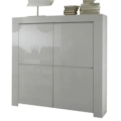 Garnero Arredamenti Credenza Alta|Credenze Moderne-Credenza alta 119x140h cm 4 ante moderna bianco lucido Essential
