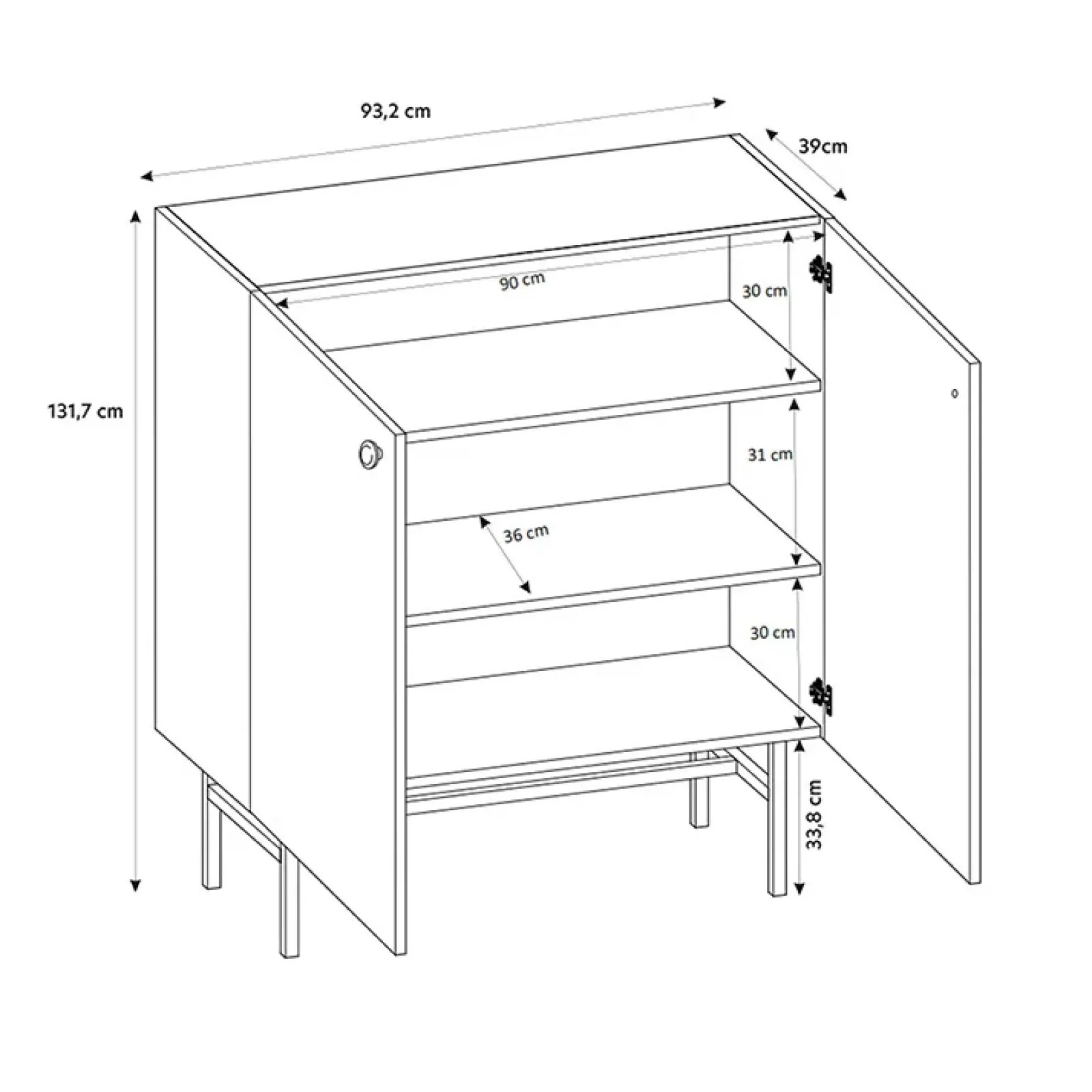 Garnero Arredamenti Credenza Alta|Credenze Moderne-Credenza alta 94x132h cm 2 ante moderna Eterna Beige