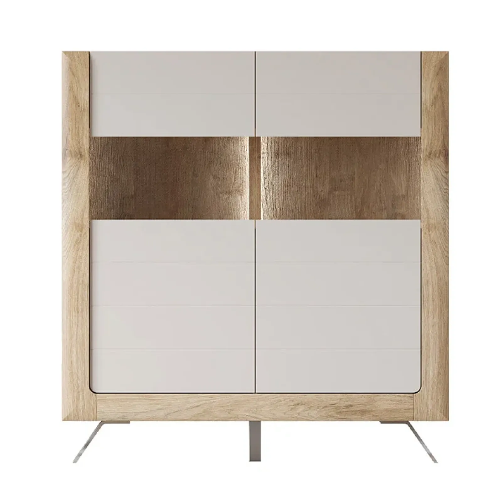 Garnero Arredamenti Credenza Alta-Credenza alta 129x137h cm 2 ante rovere tortora lucido Jumbo Tortora - Rovere