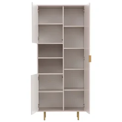 Garnero Arredamenti Credenza Alta-Credenza alta 80x190h cm 3 ante cannettato moderna beige Vanessa