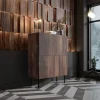 Garnero Arredamenti Credenza Alta-Credenza alta 89x118h cm 4 ante noce scuro con frontali serigrafati Savanna