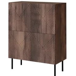 Garnero Arredamenti Credenza Alta-Credenza alta 89x118h cm 4 ante noce scuro con frontali serigrafati Savanna