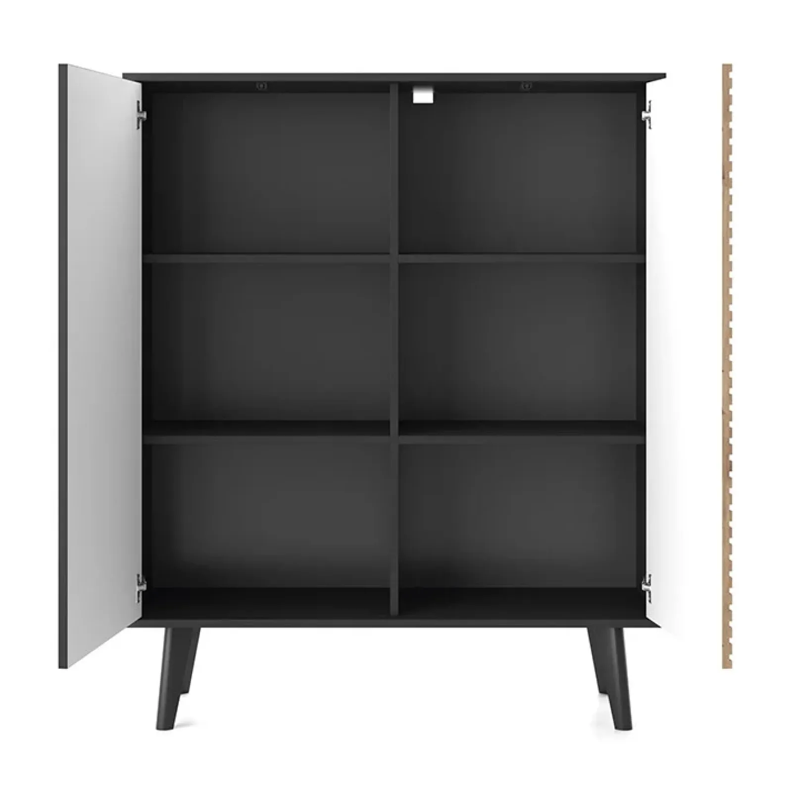 Garnero Arredamenti Credenza Alta-Credenza alta 104x125h cm 2 ante moderna rovere cannettato nero Tonk